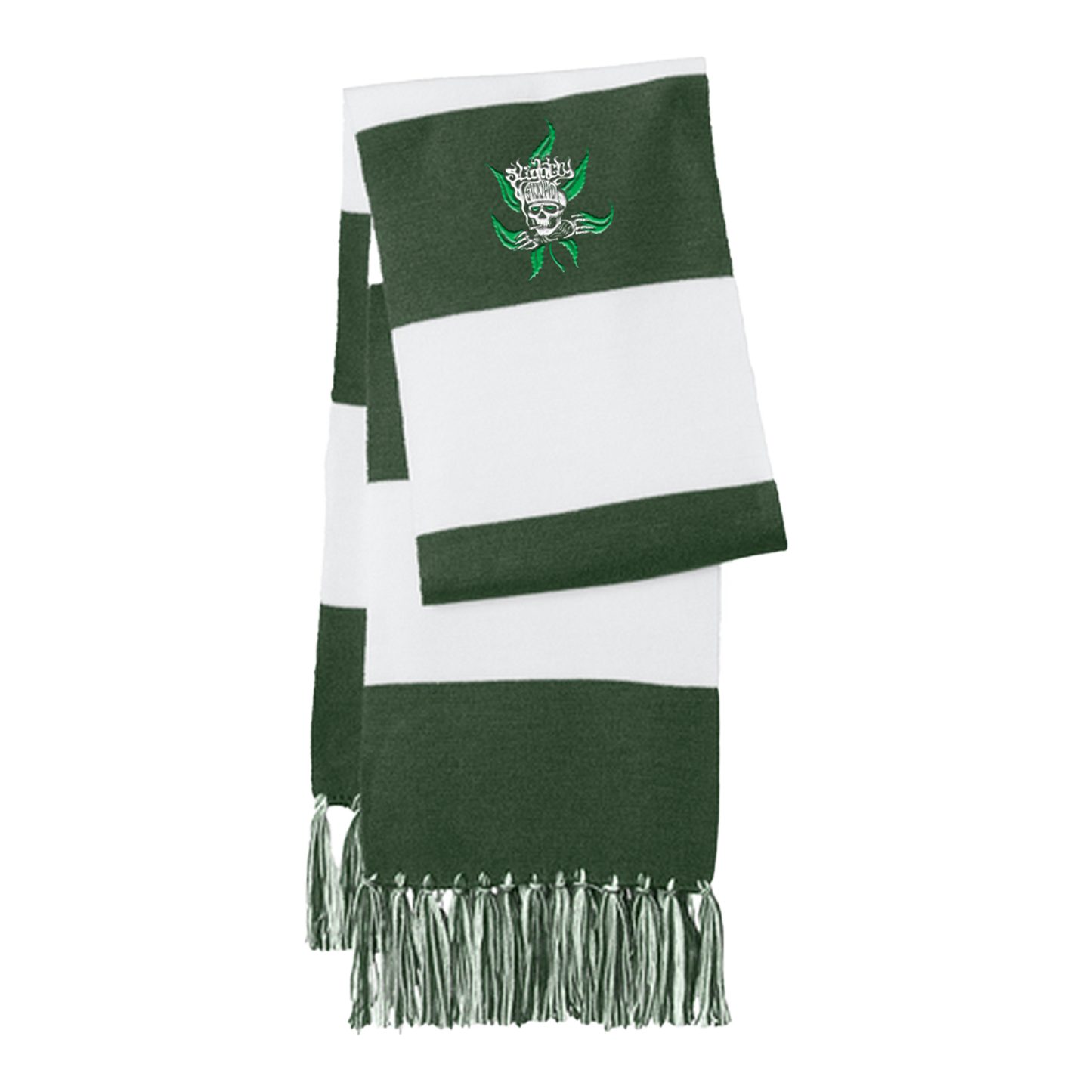 Green Skull Fringed Scarf