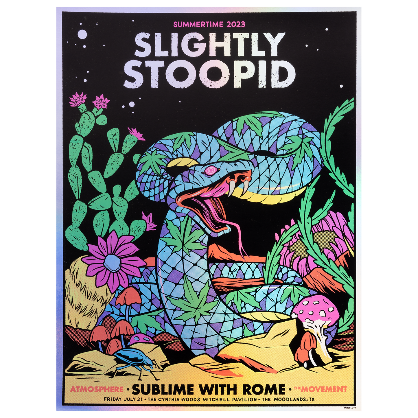 7/21/23 The Woodlands, TX Foil Show Poster by Ivan Minsloff