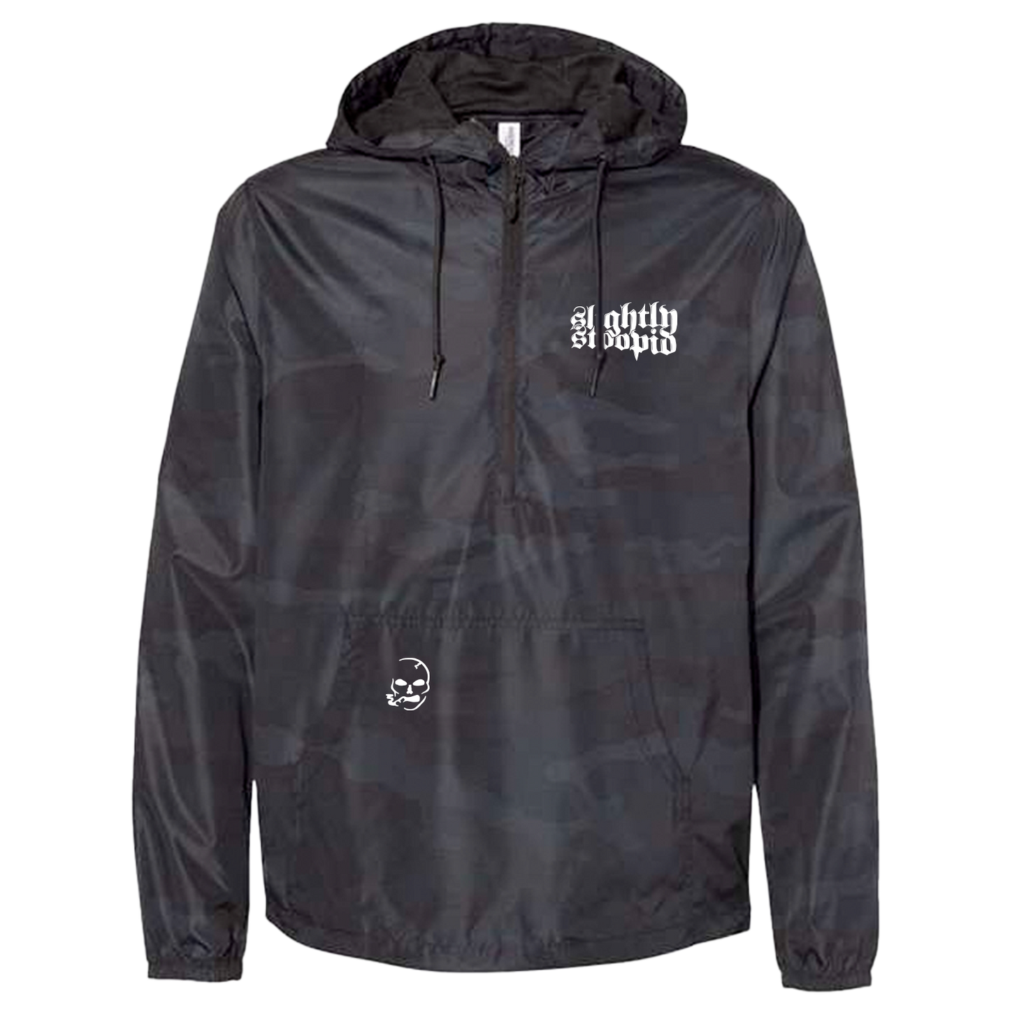 Smoking Skull Quarter-Zip Camo Windbreaker