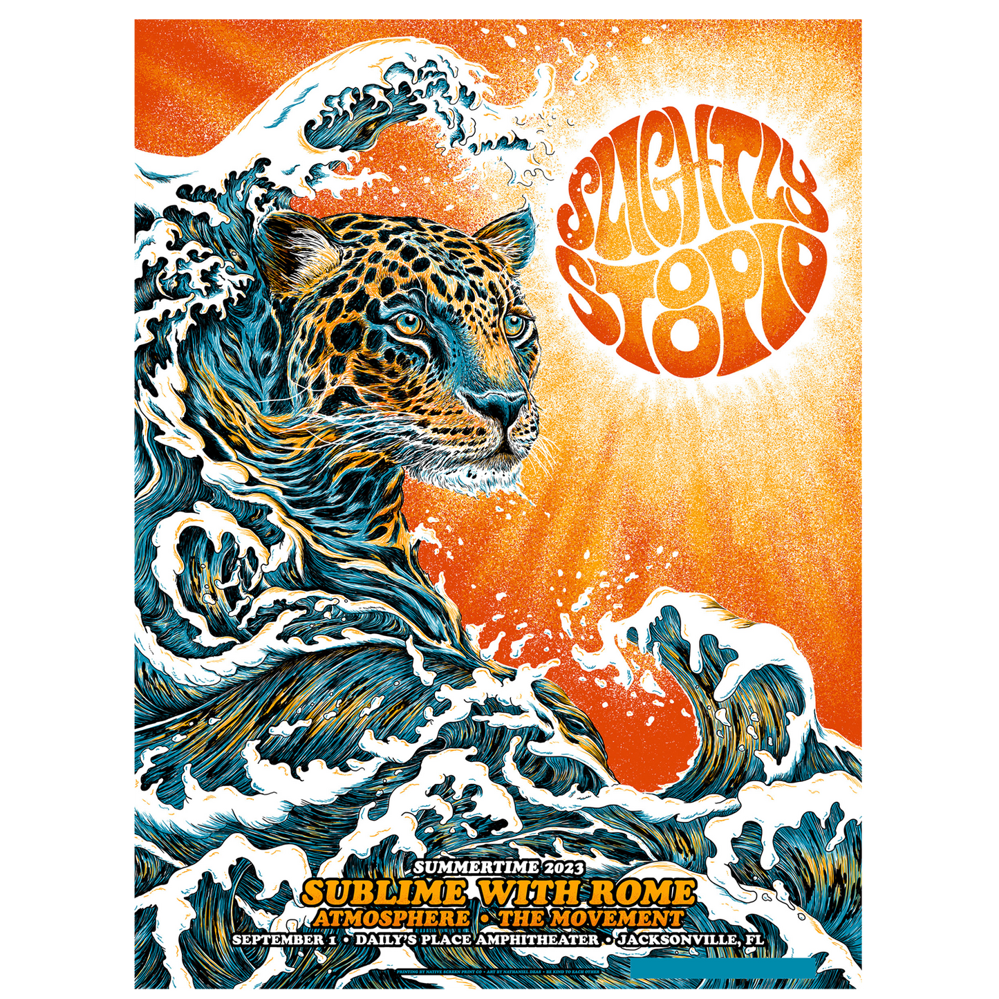 9/1/23 Jacksonville, FL Foil Show Poster by Nathaniel Deas