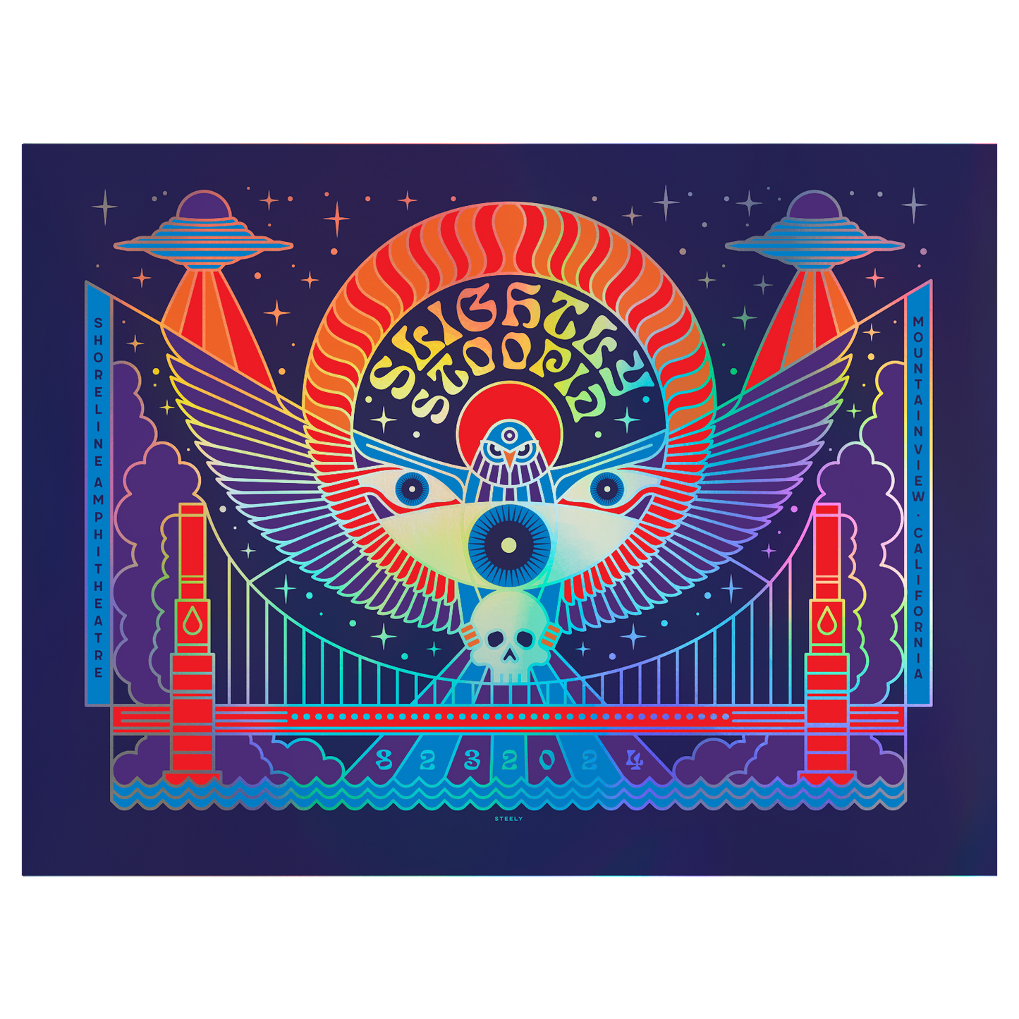 8/23/2024 Mountain View, CA Foil Show Poster by Brian Steely