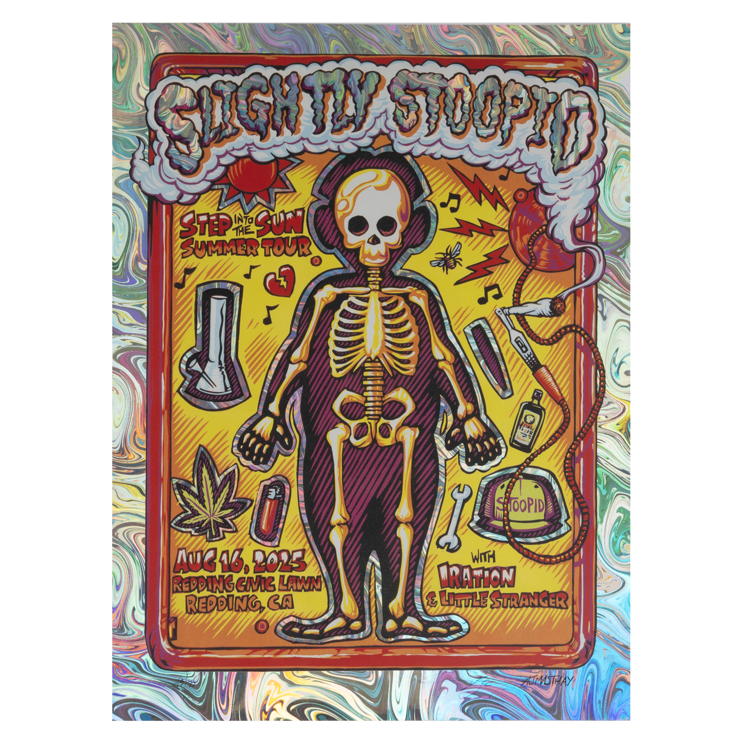 8/16/2025 Redding, CA AJ Mashtay Foil Poster