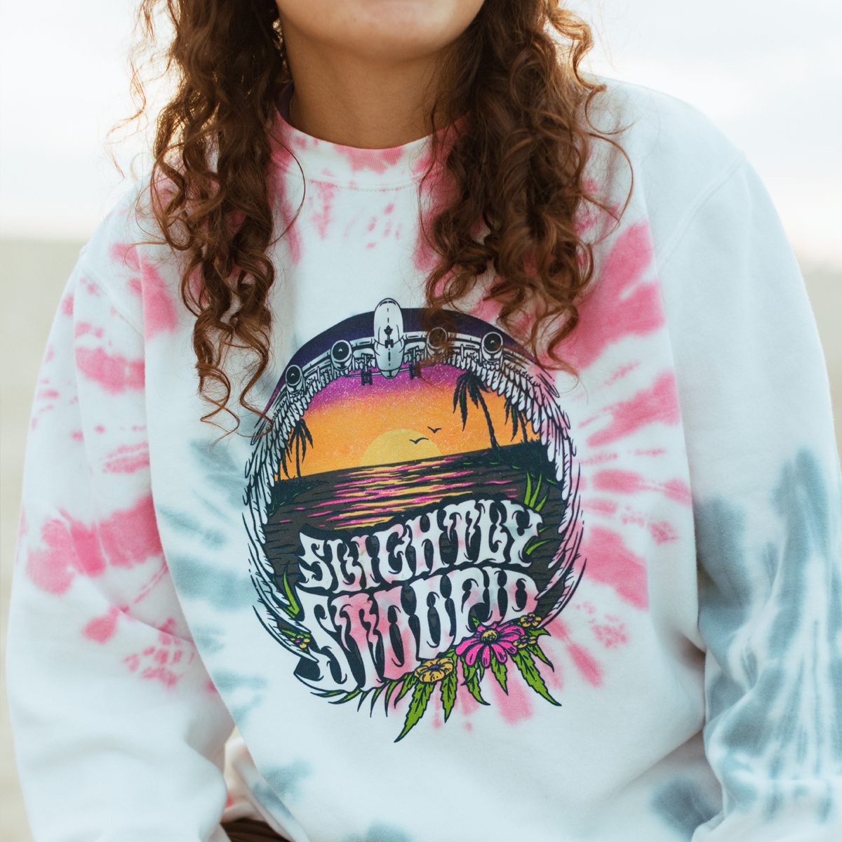 Up On A Plane Ladies Tie Dye Crewneck