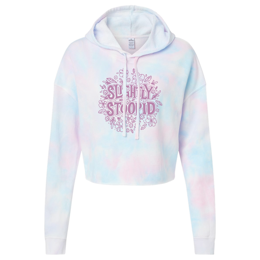 Ladies Tie Dye Flowers Crop Hoodie
